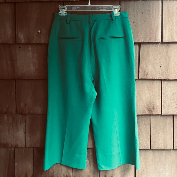 DVF Diane Von Furstenberg Green Wool Trousers High Waist Crop Wide Leg Pants 6 - Picture 11 of 14